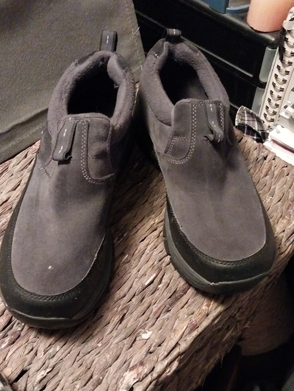 L.L. Bean Men's Slip-On Loafers in Dark Gray Suede